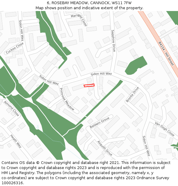 6, ROSEBAY MEADOW, CANNOCK, WS11 7FW: Location map and indicative extent of plot