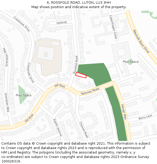 6, ROSSFOLD ROAD, LUTON, LU3 3HH: Location map and indicative extent of plot