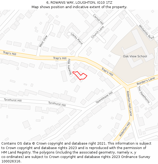 6, ROWANS WAY, LOUGHTON, IG10 1TZ: Location map and indicative extent of plot