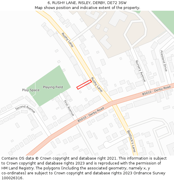 6, RUSHY LANE, RISLEY, DERBY, DE72 3SW: Location map and indicative extent of plot