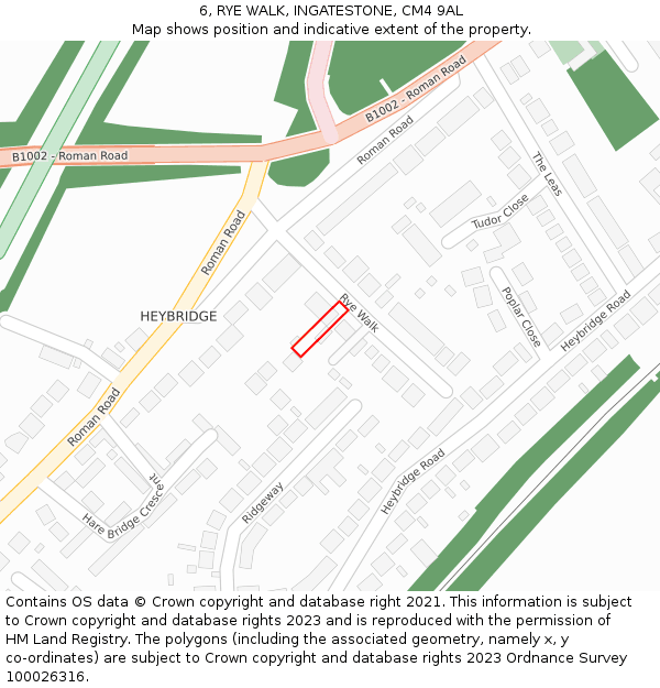 6, RYE WALK, INGATESTONE, CM4 9AL: Location map and indicative extent of plot