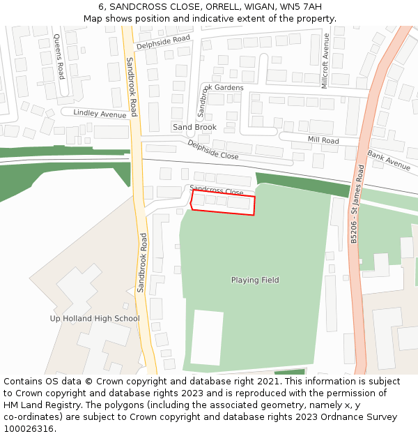 6, SANDCROSS CLOSE, ORRELL, WIGAN, WN5 7AH: Location map and indicative extent of plot