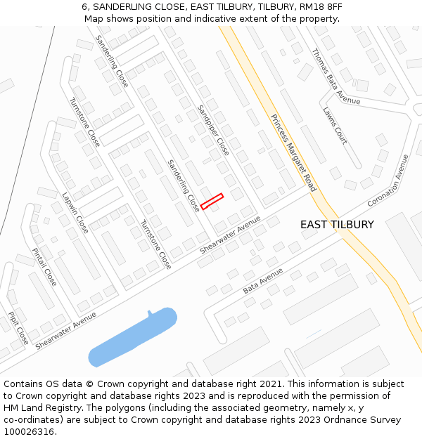 6, SANDERLING CLOSE, EAST TILBURY, TILBURY, RM18 8FF: Location map and indicative extent of plot