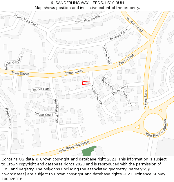 6, SANDERLING WAY, LEEDS, LS10 3UH: Location map and indicative extent of plot