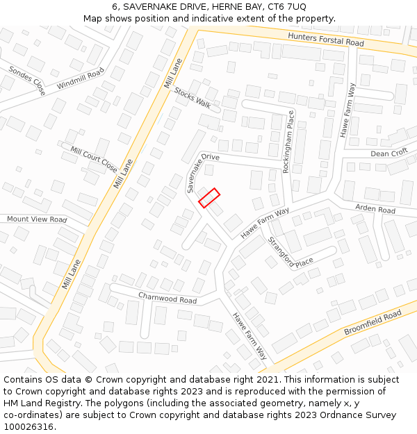 6, SAVERNAKE DRIVE, HERNE BAY, CT6 7UQ: Location map and indicative extent of plot