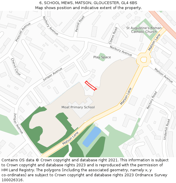 6, SCHOOL MEWS, MATSON, GLOUCESTER, GL4 6BS: Location map and indicative extent of plot