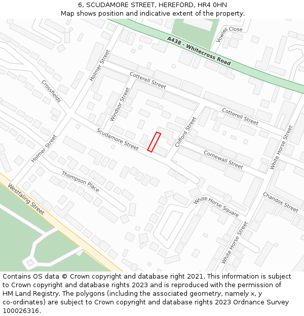 6, SCUDAMORE STREET, HEREFORD, HR4 0HN: Location map and indicative extent of plot