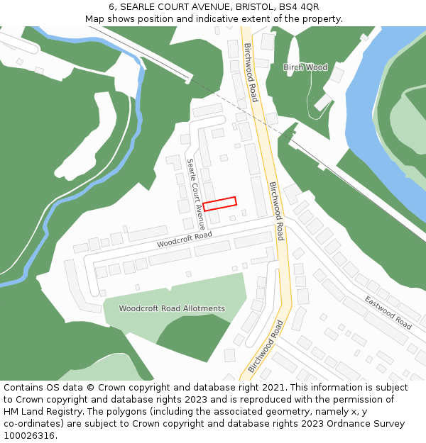 6, SEARLE COURT AVENUE, BRISTOL, BS4 4QR: Location map and indicative extent of plot