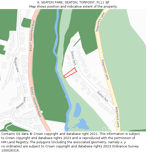 6, SEATON PARK, SEATON, TORPOINT, PL11 3JF: Location map and indicative extent of plot