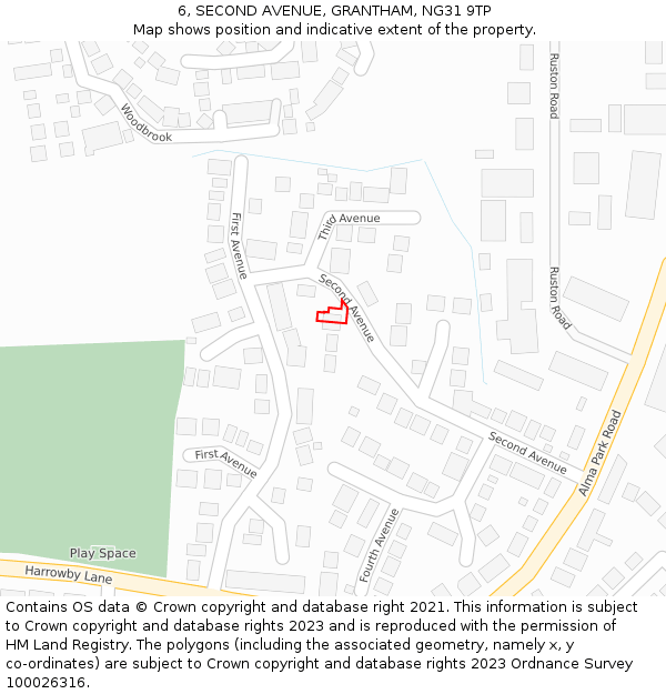 6, SECOND AVENUE, GRANTHAM, NG31 9TP: Location map and indicative extent of plot