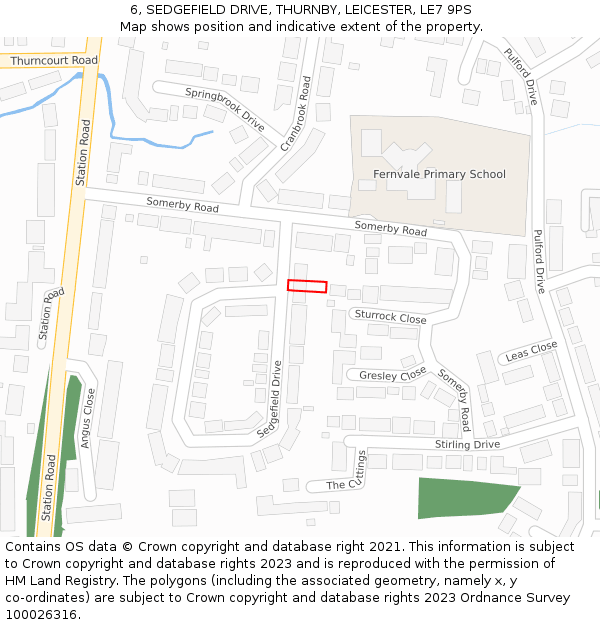 6, SEDGEFIELD DRIVE, THURNBY, LEICESTER, LE7 9PS: Location map and indicative extent of plot