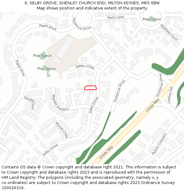 6, SELBY GROVE, SHENLEY CHURCH END, MILTON KEYNES, MK5 6BW: Location map and indicative extent of plot