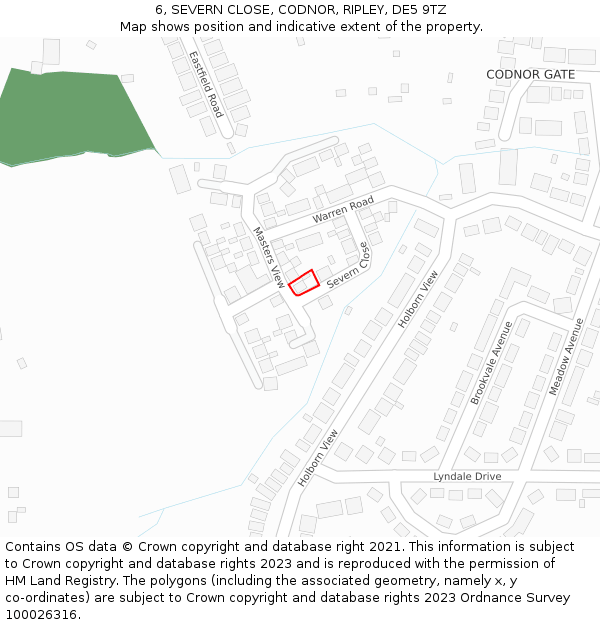 6, SEVERN CLOSE, CODNOR, RIPLEY, DE5 9TZ: Location map and indicative extent of plot