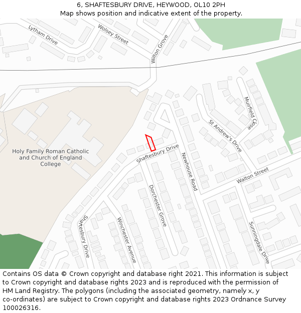 6, SHAFTESBURY DRIVE, HEYWOOD, OL10 2PH: Location map and indicative extent of plot