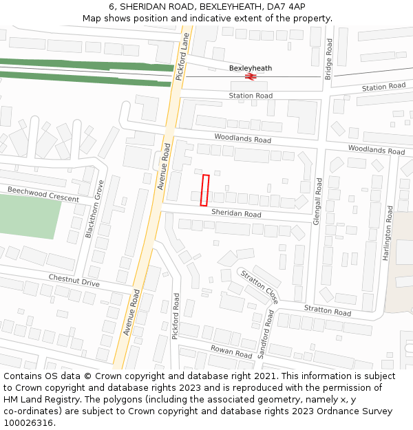 6, SHERIDAN ROAD, BEXLEYHEATH, DA7 4AP: Location map and indicative extent of plot