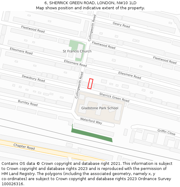 6, SHERRICK GREEN ROAD, LONDON, NW10 1LD: Location map and indicative extent of plot