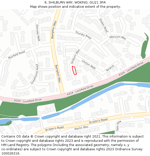 6, SHILBURN WAY, WOKING, GU21 3PA: Location map and indicative extent of plot