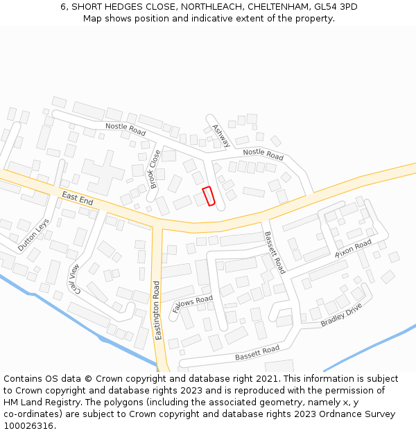 6, SHORT HEDGES CLOSE, NORTHLEACH, CHELTENHAM, GL54 3PD: Location map and indicative extent of plot