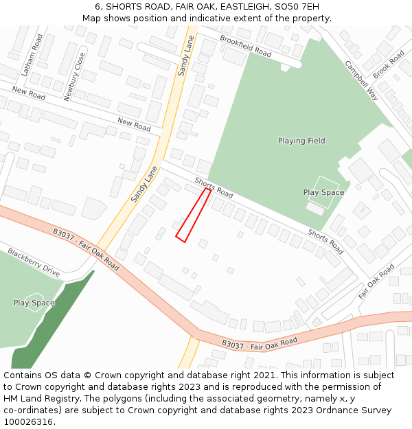 6, SHORTS ROAD, FAIR OAK, EASTLEIGH, SO50 7EH: Location map and indicative extent of plot