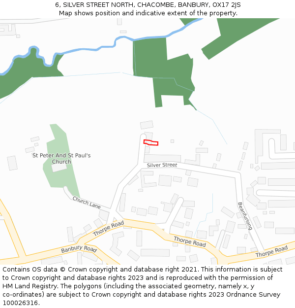 6, SILVER STREET NORTH, CHACOMBE, BANBURY, OX17 2JS: Location map and indicative extent of plot