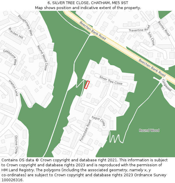 6, SILVER TREE CLOSE, CHATHAM, ME5 9ST: Location map and indicative extent of plot