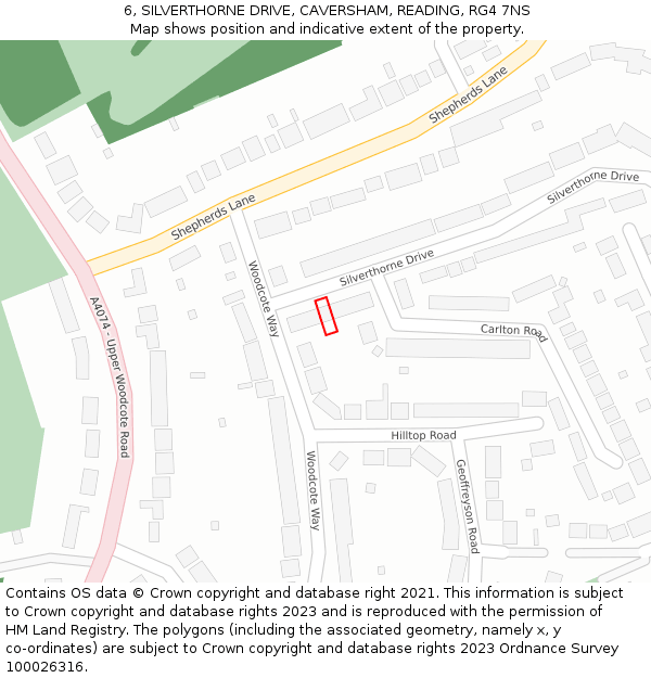 6, SILVERTHORNE DRIVE, CAVERSHAM, READING, RG4 7NS: Location map and indicative extent of plot