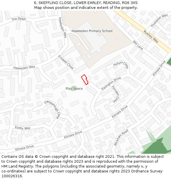 6, SKEFFLING CLOSE, LOWER EARLEY, READING, RG6 3XS: Location map and indicative extent of plot
