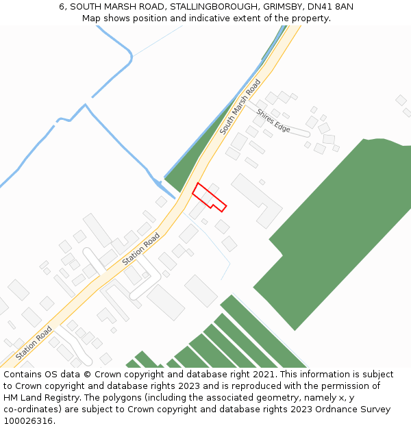 6, SOUTH MARSH ROAD, STALLINGBOROUGH, GRIMSBY, DN41 8AN: Location map and indicative extent of plot