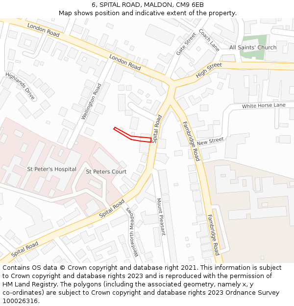 6, SPITAL ROAD, MALDON, CM9 6EB: Location map and indicative extent of plot