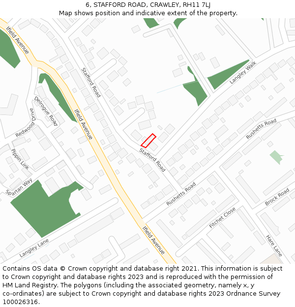 6, STAFFORD ROAD, CRAWLEY, RH11 7LJ: Location map and indicative extent of plot