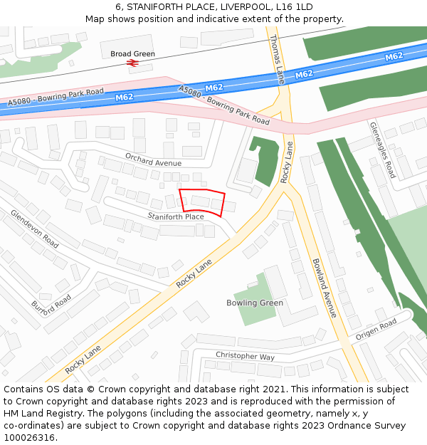 6, STANIFORTH PLACE, LIVERPOOL, L16 1LD: Location map and indicative extent of plot