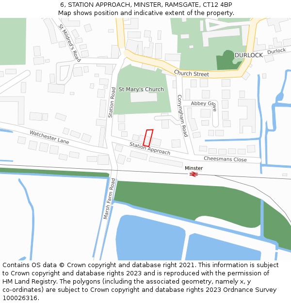 6, STATION APPROACH, MINSTER, RAMSGATE, CT12 4BP: Location map and indicative extent of plot