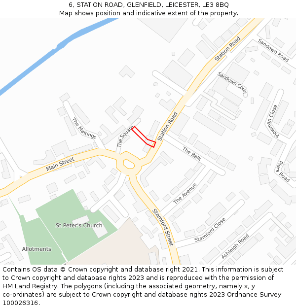 6, STATION ROAD, GLENFIELD, LEICESTER, LE3 8BQ: Location map and indicative extent of plot