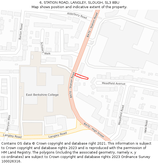 6, STATION ROAD, LANGLEY, SLOUGH, SL3 8BU: Location map and indicative extent of plot