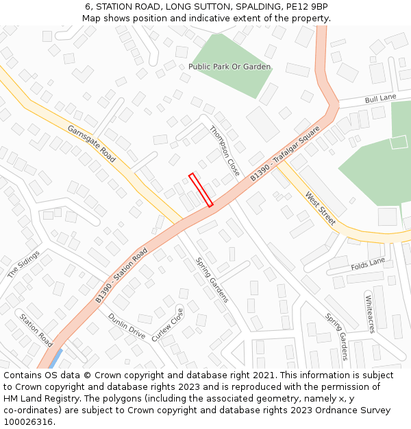 6, STATION ROAD, LONG SUTTON, SPALDING, PE12 9BP: Location map and indicative extent of plot