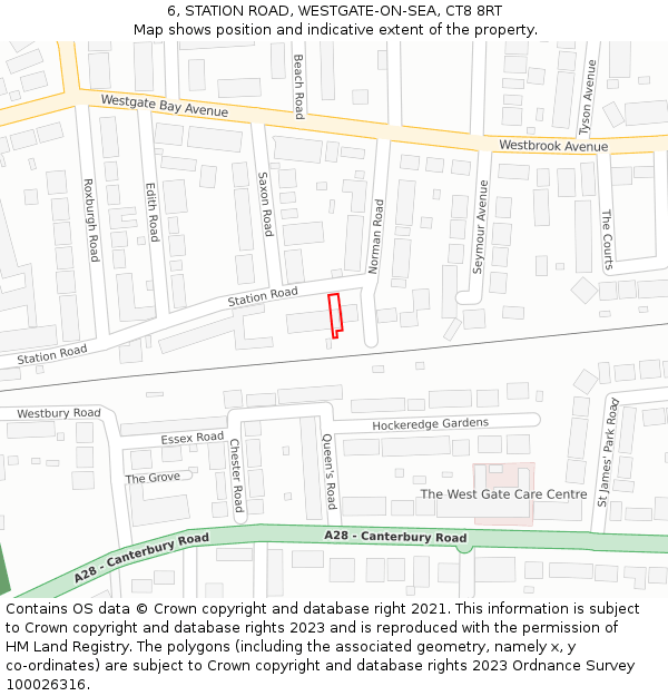 6, STATION ROAD, WESTGATE-ON-SEA, CT8 8RT: Location map and indicative extent of plot