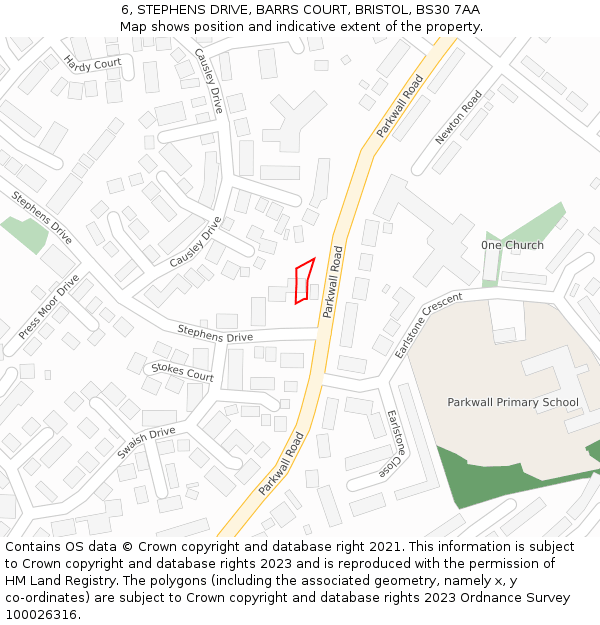 6, STEPHENS DRIVE, BARRS COURT, BRISTOL, BS30 7AA: Location map and indicative extent of plot