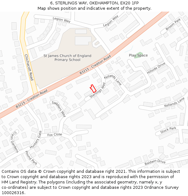 6, STERLINGS WAY, OKEHAMPTON, EX20 1FP: Location map and indicative extent of plot