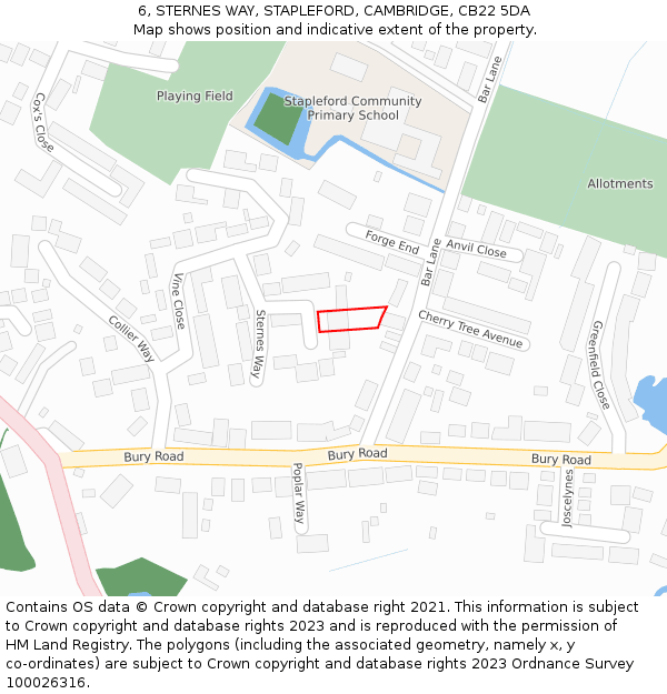6, STERNES WAY, STAPLEFORD, CAMBRIDGE, CB22 5DA: Location map and indicative extent of plot