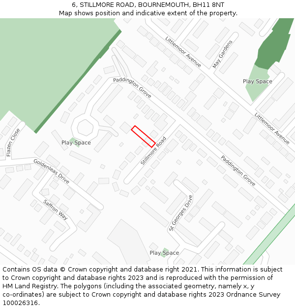 6, STILLMORE ROAD, BOURNEMOUTH, BH11 8NT: Location map and indicative extent of plot