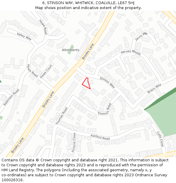 6, STINSON WAY, WHITWICK, COALVILLE, LE67 5HJ: Location map and indicative extent of plot