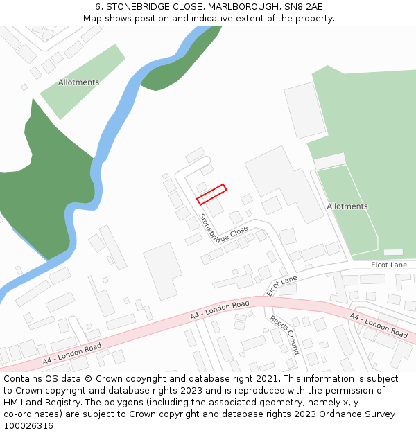 6, STONEBRIDGE CLOSE, MARLBOROUGH, SN8 2AE: Location map and indicative extent of plot