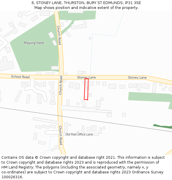 6, STONEY LANE, THURSTON, BURY ST EDMUNDS, IP31 3SE: Location map and indicative extent of plot