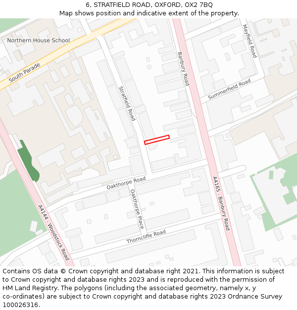 6, STRATFIELD ROAD, OXFORD, OX2 7BQ: Location map and indicative extent of plot