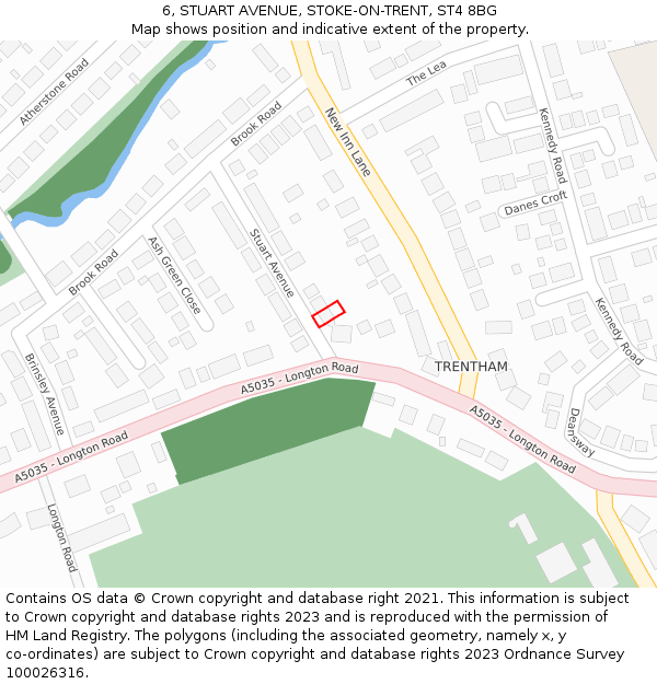 6, STUART AVENUE, STOKE-ON-TRENT, ST4 8BG: Location map and indicative extent of plot
