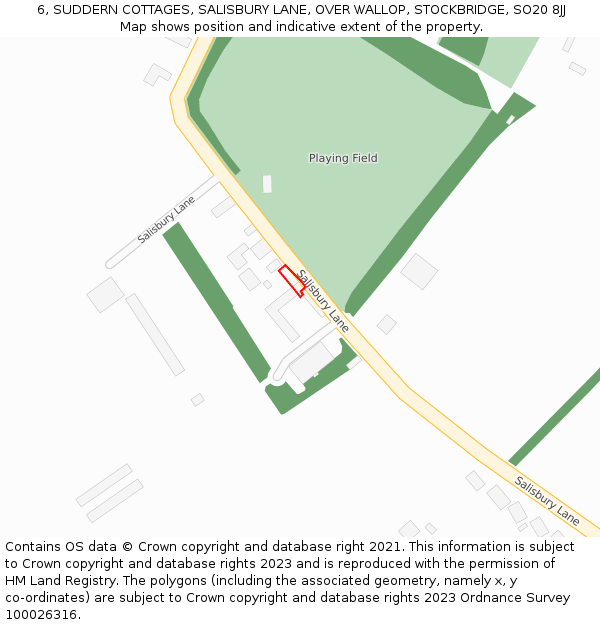 6, SUDDERN COTTAGES, SALISBURY LANE, OVER WALLOP, STOCKBRIDGE, SO20 8JJ: Location map and indicative extent of plot