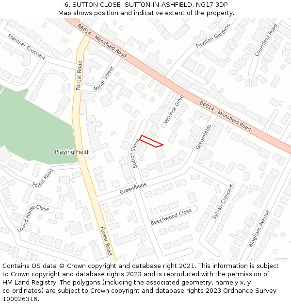 6, SUTTON CLOSE, SUTTON-IN-ASHFIELD, NG17 3DP: Location map and indicative extent of plot