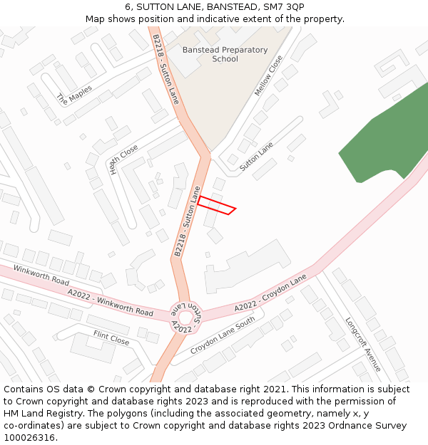 6, SUTTON LANE, BANSTEAD, SM7 3QP: Location map and indicative extent of plot