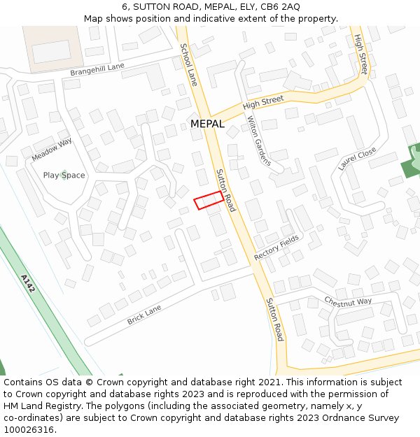 6, SUTTON ROAD, MEPAL, ELY, CB6 2AQ: Location map and indicative extent of plot