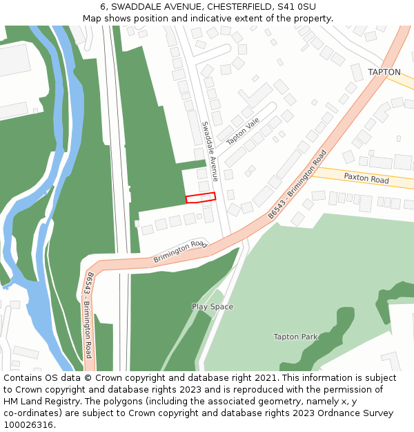 6, SWADDALE AVENUE, CHESTERFIELD, S41 0SU: Location map and indicative extent of plot